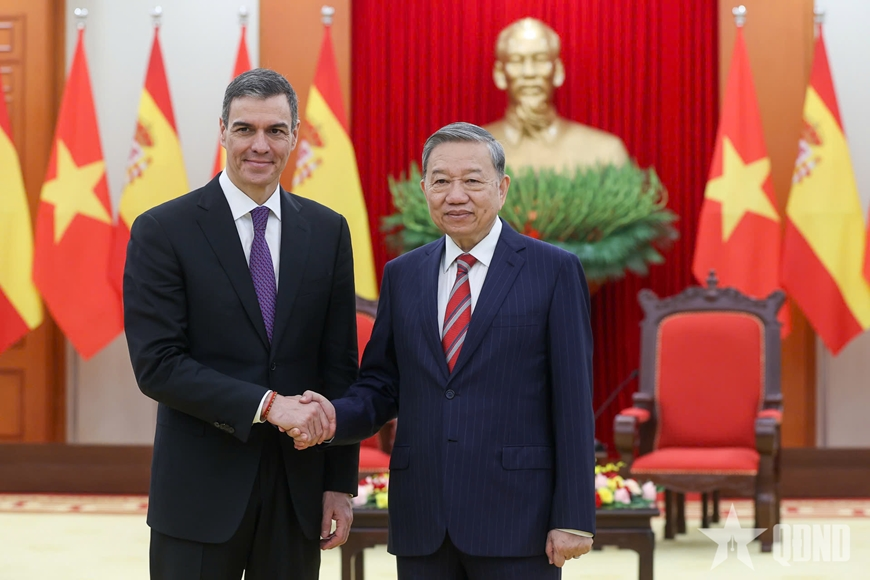 Tổng Bí thư Tô Lâm tiếp Thủ tướng Tây Ban Nha Pedro Sánchez