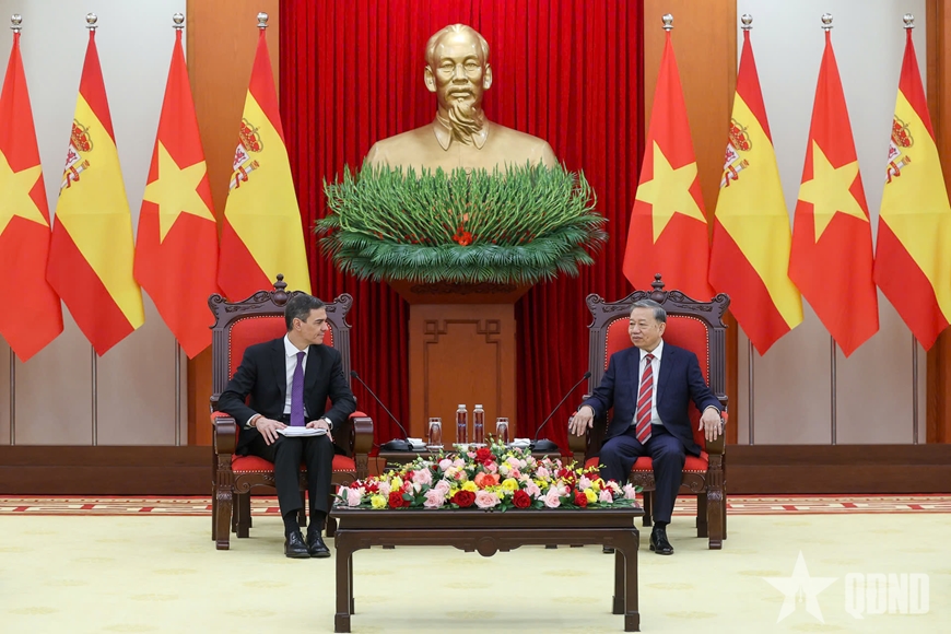 Tổng Bí thư Tô Lâm tiếp Thủ tướng Tây Ban Nha Pedro Sánchez