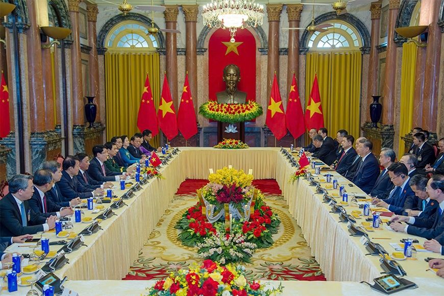 Chủ tịch nước Lương Cường hội đàm với Tổng Bí thư, Chủ tịch Trung Quốc Tập Cận Bình