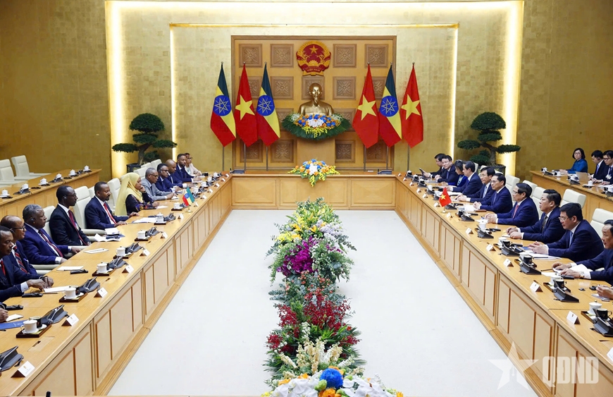 Thủ tướng Phạm Minh Chính chủ trì lễ đón và hội đàm với Thủ tướng Ethiopia