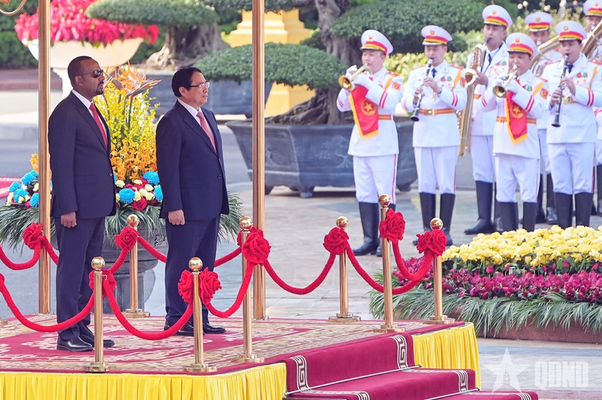Thủ tướng Phạm Minh Chính chủ trì lễ đón và hội đàm với Thủ tướng Ethiopia