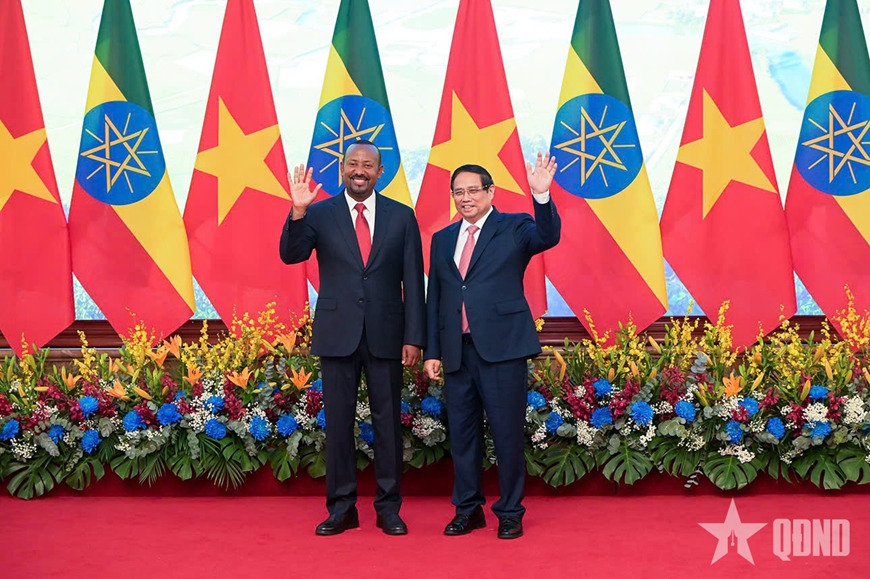 Thủ tướng Phạm Minh Chính chủ trì lễ đón và hội đàm với Thủ tướng Ethiopia