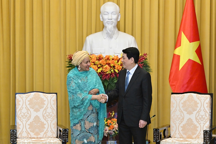 Chủ tịch nước Lương Cường tiếp Phó tổng Thư ký Liên hợp quốc Amina Mohammed