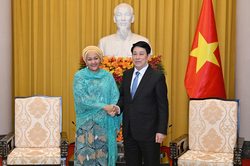 Chủ tịch nước Lương Cường tiếp Phó tổng Thư ký Liên hợp quốc Amina Mohammed