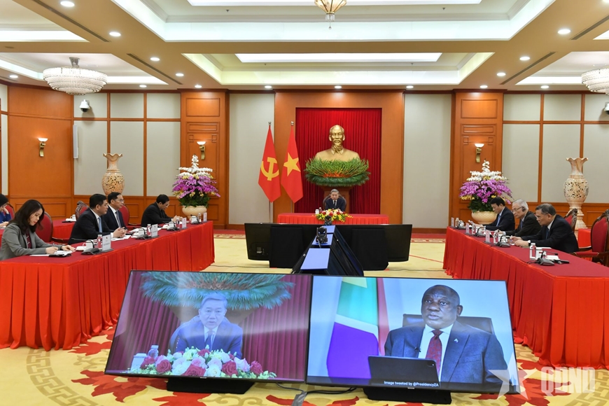 Tổng Bí thư Tô Lâm điện đàm với Chủ tịch Đảng Đại hội Dân tộc Phi, Tổng thống Nam Phi