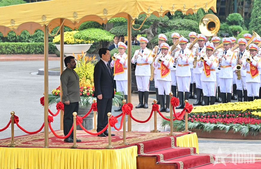 Chủ tịch nước Lương Cường chủ trì lễ đón cấp nhà nước Tổng thống Sri Lanka
