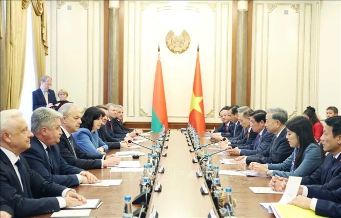 Tổng Bí thư Tô Lâm hội kiến Chủ tịch Hội đồng Cộng hòa (Thượng viện), Chủ tịch Viện Đại biểu (Hạ viện) và lãnh đạo các chính đảng Belarus