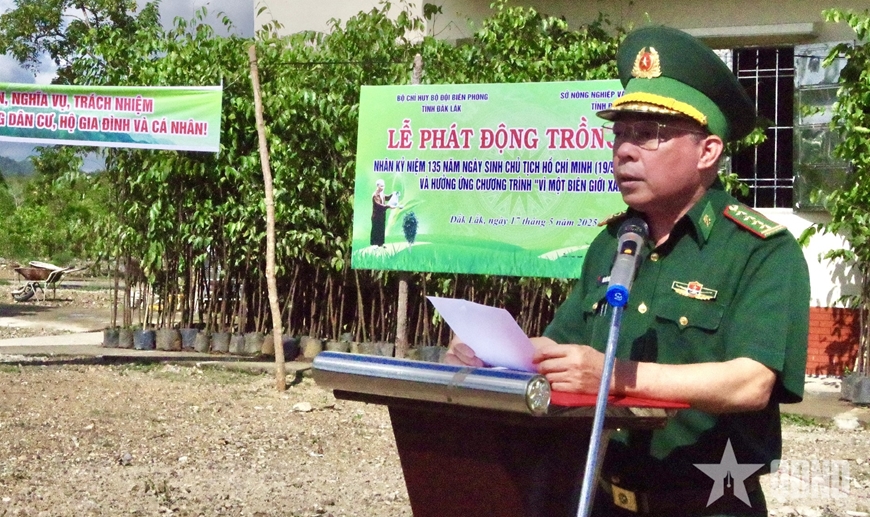 Bộ đội Biên phòng Đắk Lắk phối hợp trồng hơn 5.000 cây xanh