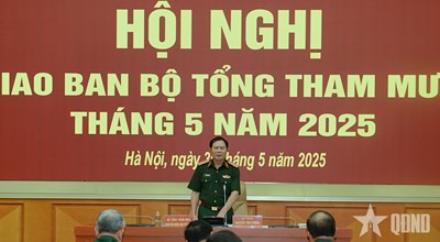 View - 	Đại tướng Nguyễn Tân Cương chủ trì giao ban Bộ Tổng Tham mưu tháng 5