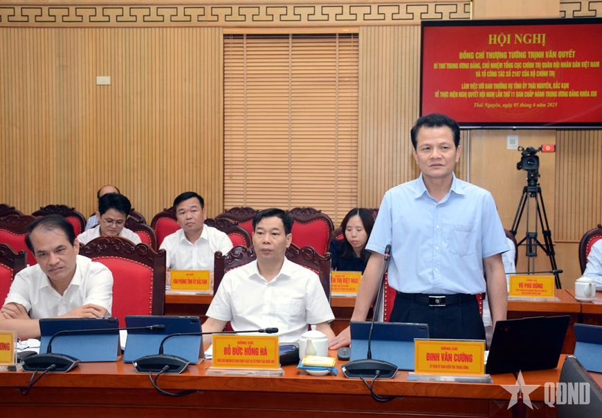 Thượng tướng Trịnh Văn Quyết chủ trì làm việc với Ban Thường vụ Tỉnh ủy Thái Nguyên và Bắc Kạn