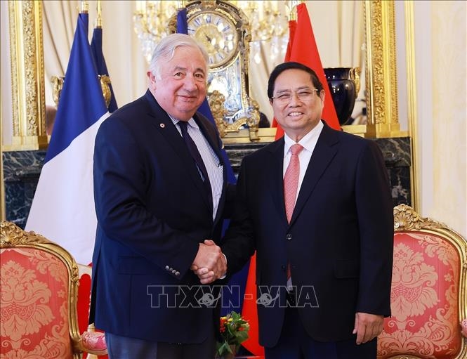 Thủ tướng Phạm Minh Chính hội kiến Chủ tịch Thượng viện Pháp Gérard Larcher