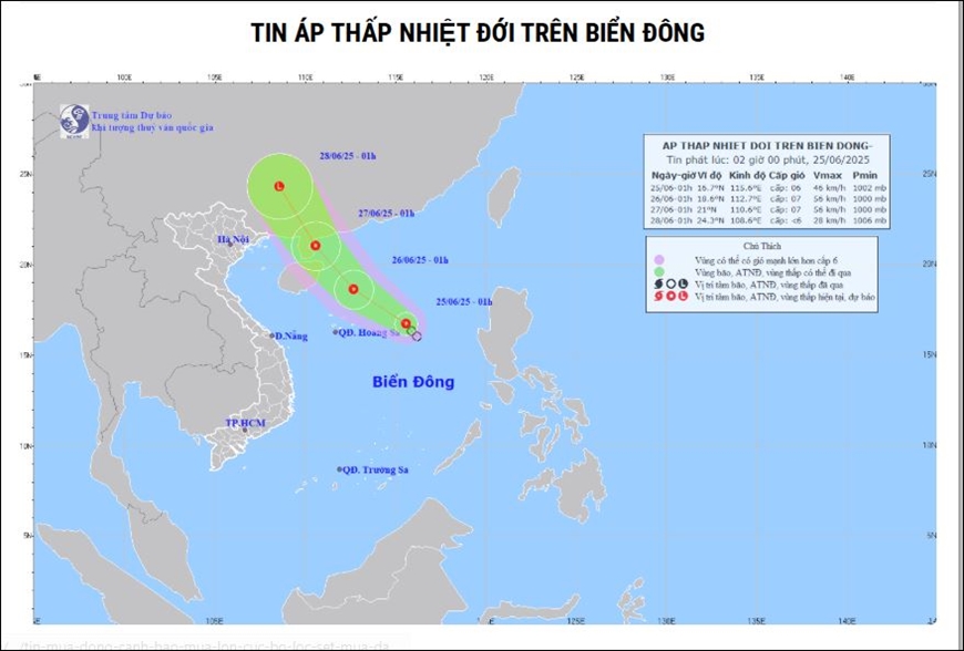 Thời tiết hôm nay (25-6): Áp thấp nhiệt đới trên Biển Đông