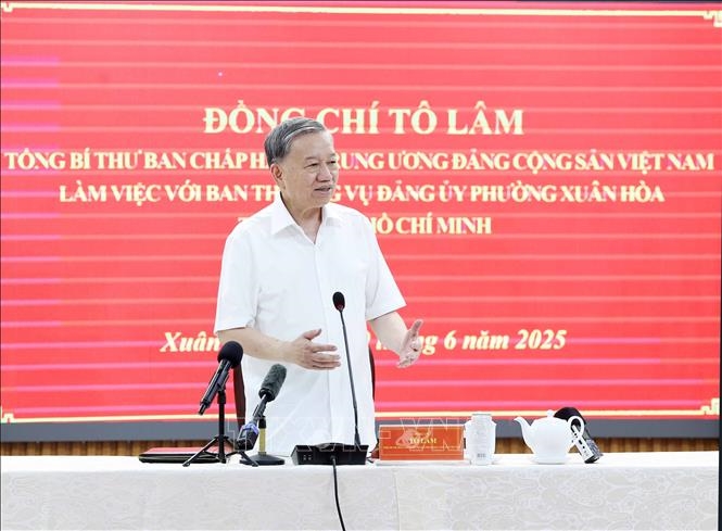 Tổng Bí thư Tô Lâm khảo sát thực tế mô hình tổ chức chính quyền địa phương 2 cấp tại TP Hồ Chí Minh