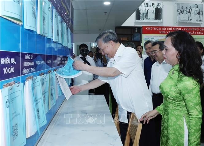 Tổng Bí thư Tô Lâm khảo sát thực tế mô hình tổ chức chính quyền địa phương 2 cấp tại TP Hồ Chí Minh