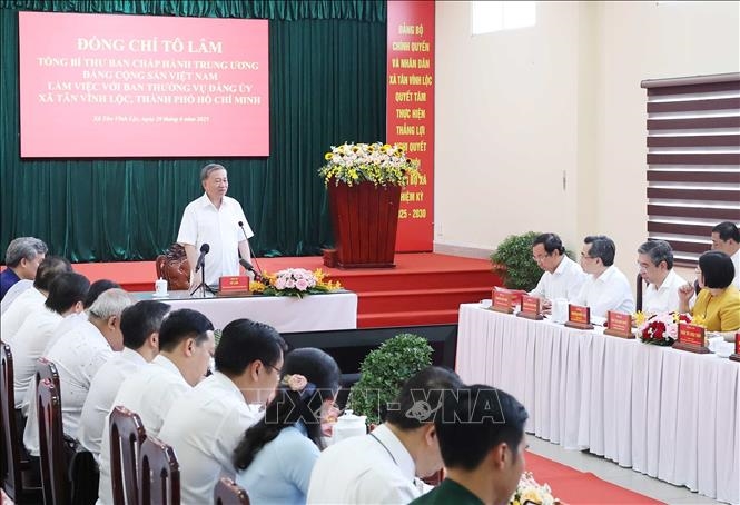 Tổng Bí thư Tô Lâm khảo sát thực tế mô hình tổ chức chính quyền địa phương 2 cấp tại TP Hồ Chí Minh
