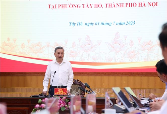 Tổng Bí thư Tô Lâm kiểm tra hoạt động của chính quyền địa phương hai cấp trên địa bàn TP Hà Nội