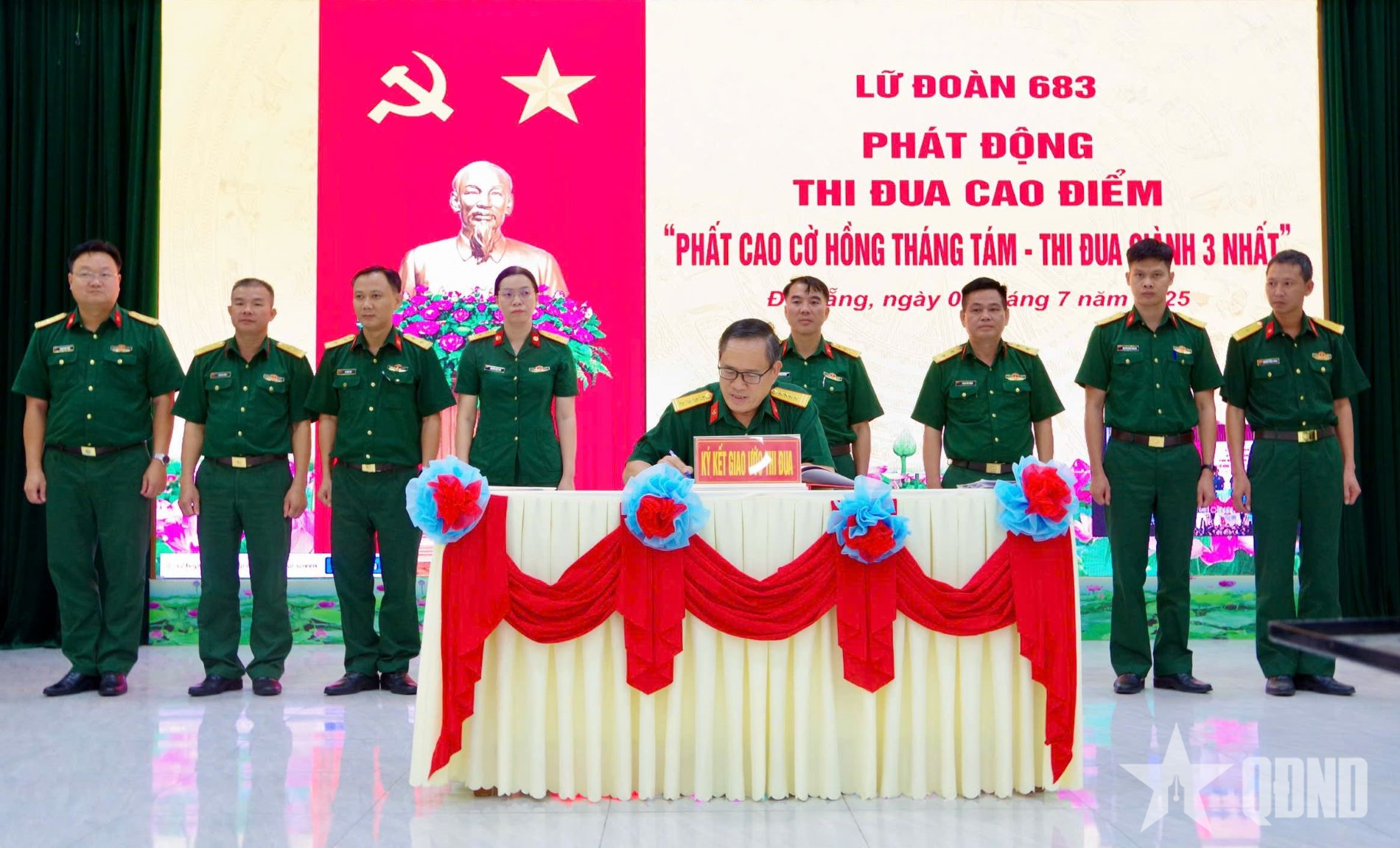 Lữ đoàn 683 phát động đợt thi đua cao điểm “Phất cao cờ hồng Tháng Tám - Thi đua giành 3 nhất”