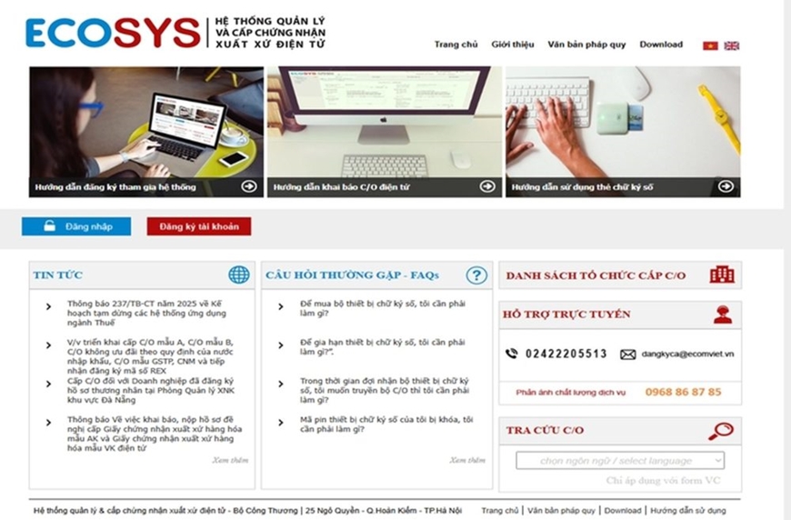 Bắt buộc khai báo Giấy chứng nhận xuất xứ hàng hóa qua eCoSys