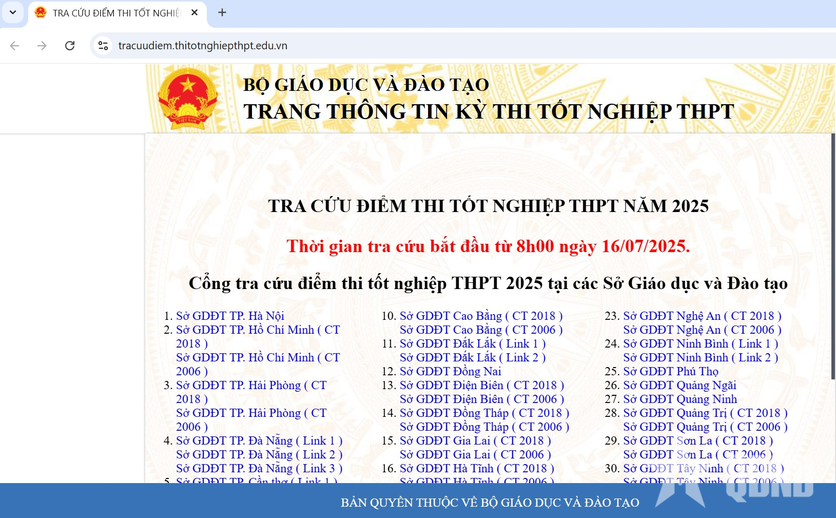 8 giờ ngày 16-7, công bố điểm thi tốt nghiệp THPT năm 2025