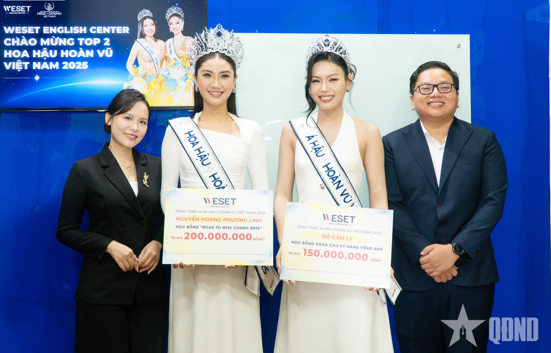 Tốp 2 Hoa hậu Hoàn vũ Việt Nam 2025 nhận học bổng tiếng Anh từ WESET