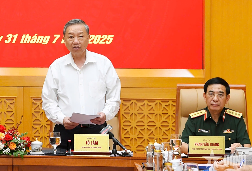 Tổng Bí thư Tô Lâm, Bí thư Quân ủy Trung ương chủ trì Hội nghị Thường vụ Quân ủy Trung ương