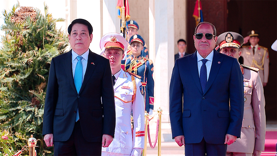 Lễ đón Chủ tịch nước Lương Cường thăm cấp nhà nước Cộng hòa Arab Ai Cập