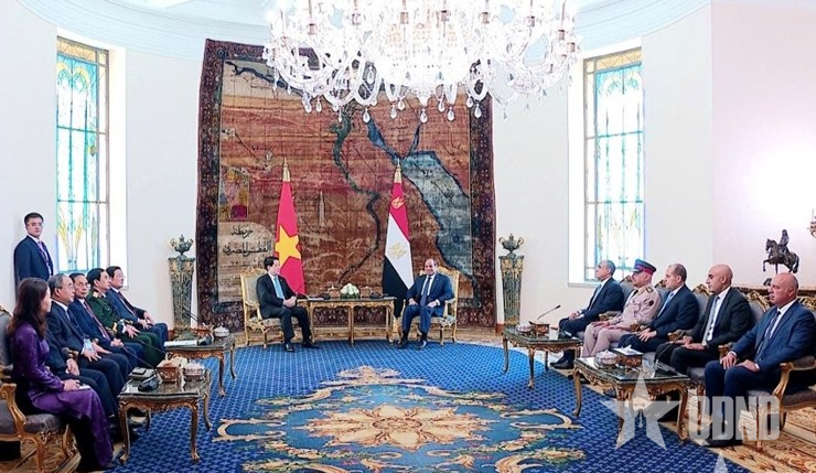 Chủ tịch nước Lương Cường hội đàm với Tổng thống Ai Cập