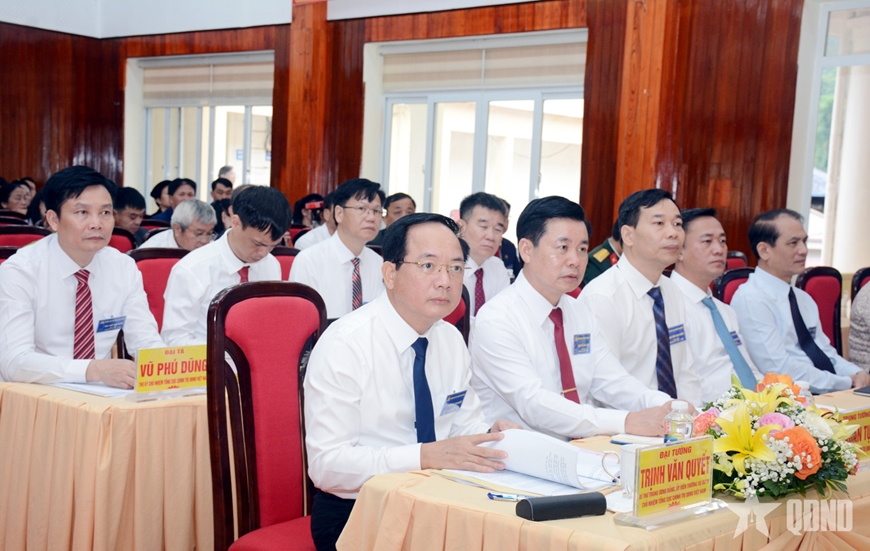 Đại tướng Trịnh Văn Quyết dự, phát biểu chỉ đạo Đại hội đại biểu Đảng bộ xã Nguyên Bình, tỉnh Cao Bằng