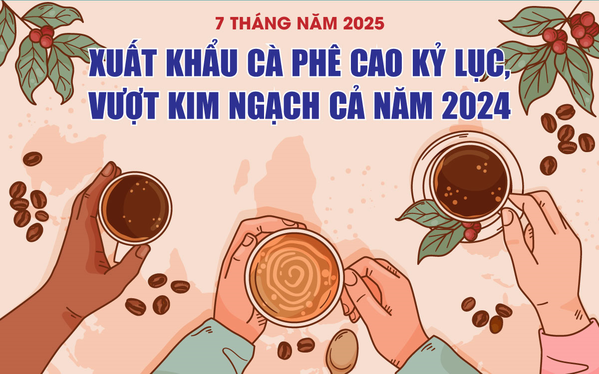 Xuất khẩu cà phê cao kỷ lục trong 7 tháng năm 2025