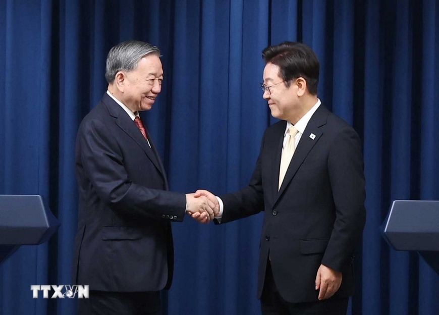 Tổng Bí thư Tô Lâm và Tổng thống Hàn Quốc Lee Jae Myung gặp gỡ báo chí