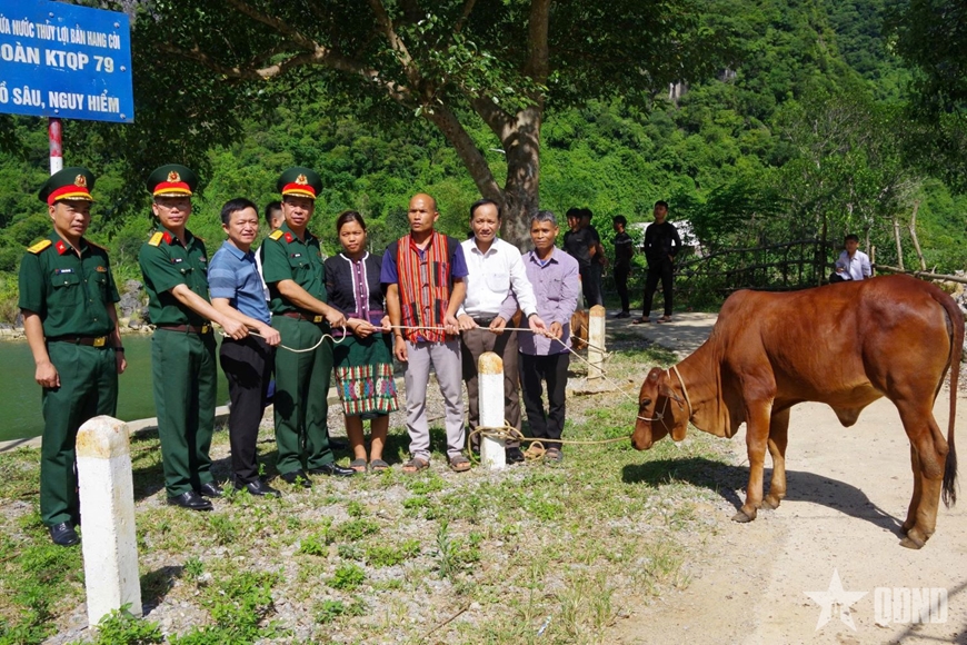 Đoàn Kinh tế-Quốc phòng 79 (Binh đoàn 15) tặng bò giống sinh sản cho đồng bào Bru-Vân Kiều