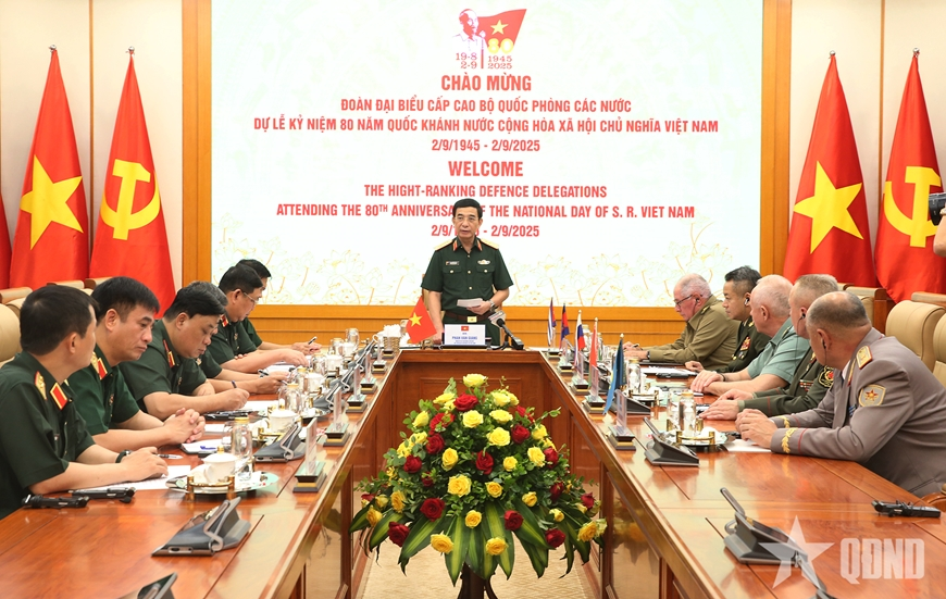 Đại tướng Phan Văn Giang tiếp lãnh đạo Bộ Quốc phòng, quân đội các nước tham dự Lễ kỷ niệm 80 năm Quốc khánh