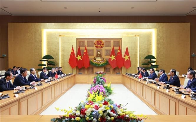 Thủ tướng Phạm Minh Chính hội kiến Ủy viên trưởng Nhân đại toàn quốc Trung Quốc Triệu Lạc Tế
