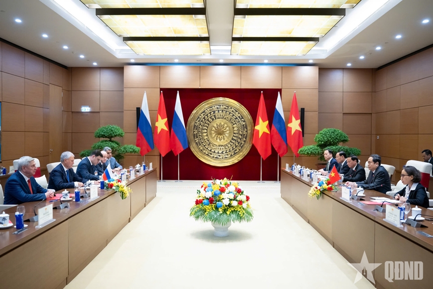 Chủ tịch Quốc hội Trần Thanh Mẫn đón và hội đàm Chủ tịch Duma Quốc gia Quốc hội Liên bang Nga Vyacheslav Volodin