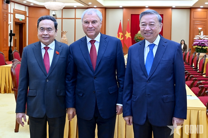 Tổng Bí thư Tô Lâm tiếp Chủ tịch Duma Quốc gia Quốc hội Liên bang Nga Vyacheslav Volodin