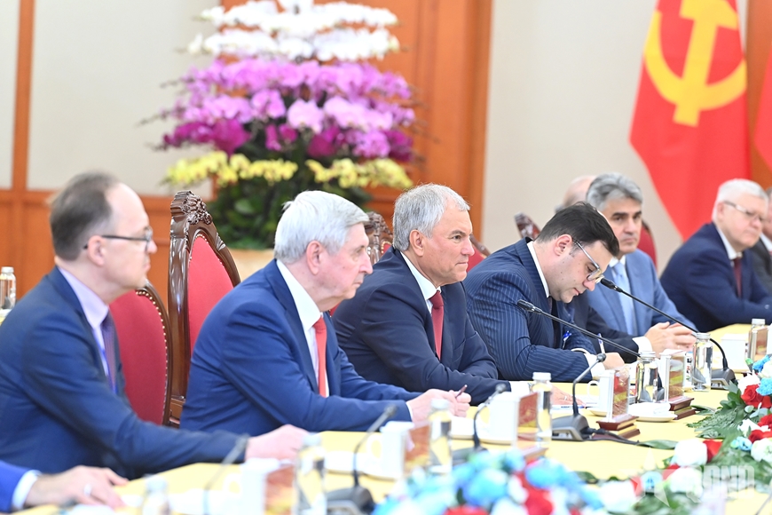 Tổng Bí thư Tô Lâm tiếp Chủ tịch Duma Quốc gia Quốc hội Liên bang Nga Vyacheslav Volodin