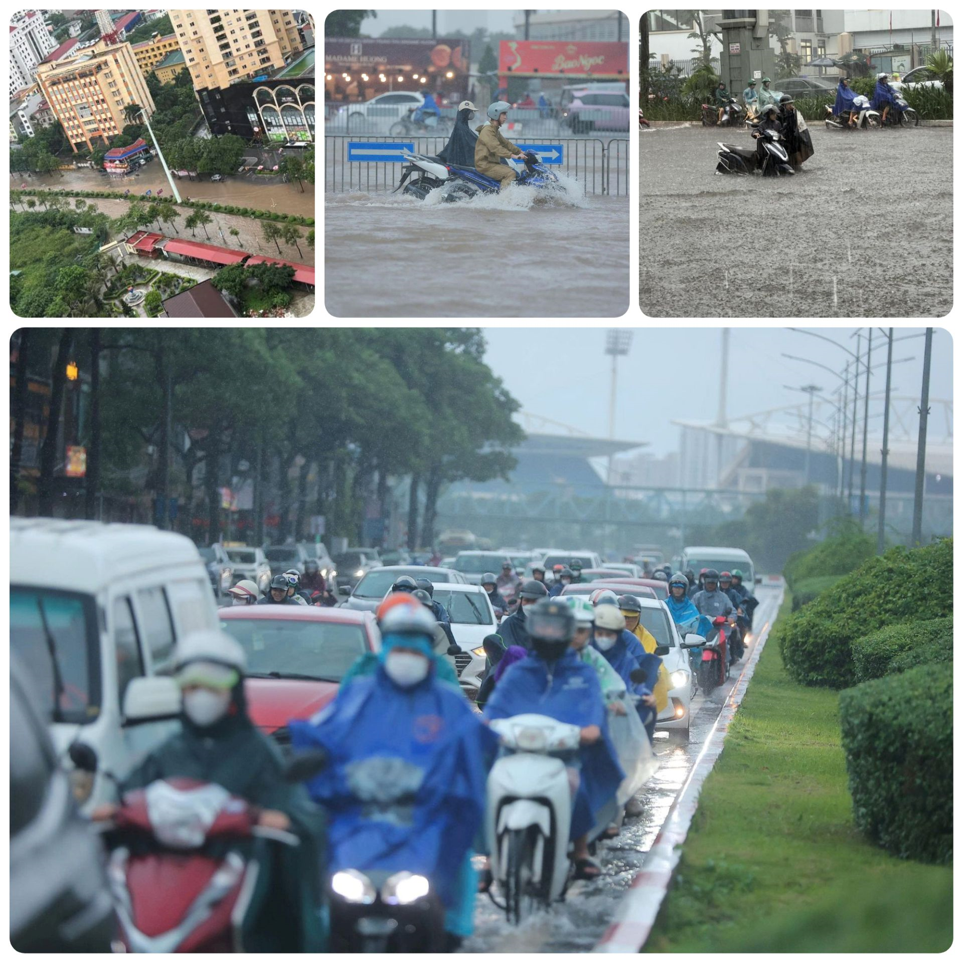 Mưa lớn tiếp tục diễn ra, nhiều tuyến phố Hà Nội ngập sâu trước giờ tan tầm

