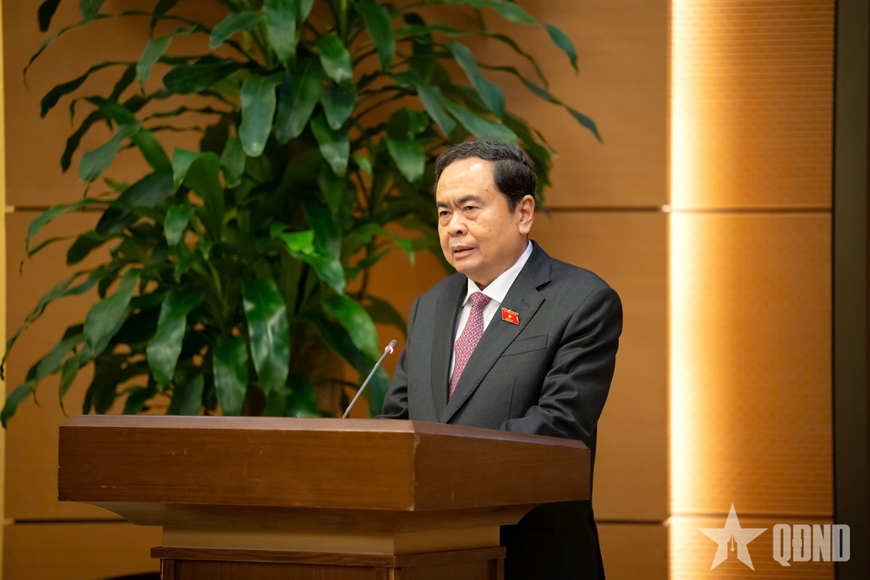 Chủ tịch Quốc hội Trần Thanh Mẫn dự Lễ công bố và trao Nghị quyết của Ủy ban Thường vụ Quốc hội về công tác cán bộ