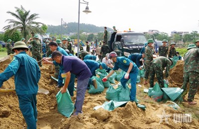 Khẩn trương khắc phục sự cố sạt lở đê bao sông Vinh