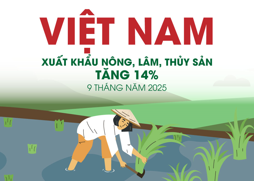 Xuất khẩu nông, lâm, thủy sản của Việt Nam tăng 14% trong 9 tháng năm 2025