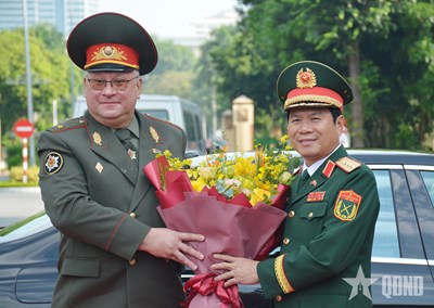 View - 	Đại tướng Nguyễn Tân Cương chủ trì lễ đón Tổng Tham mưu trưởng Belarus