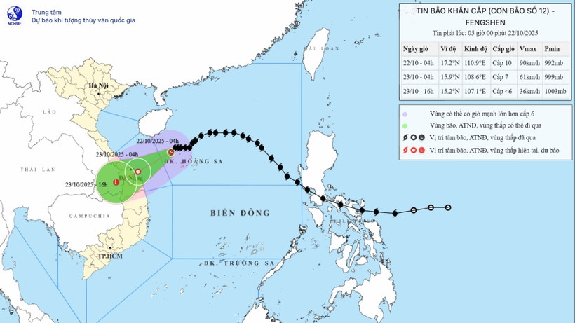 Bão số 12 cách thành phố Đà Nẵng khoảng 310km