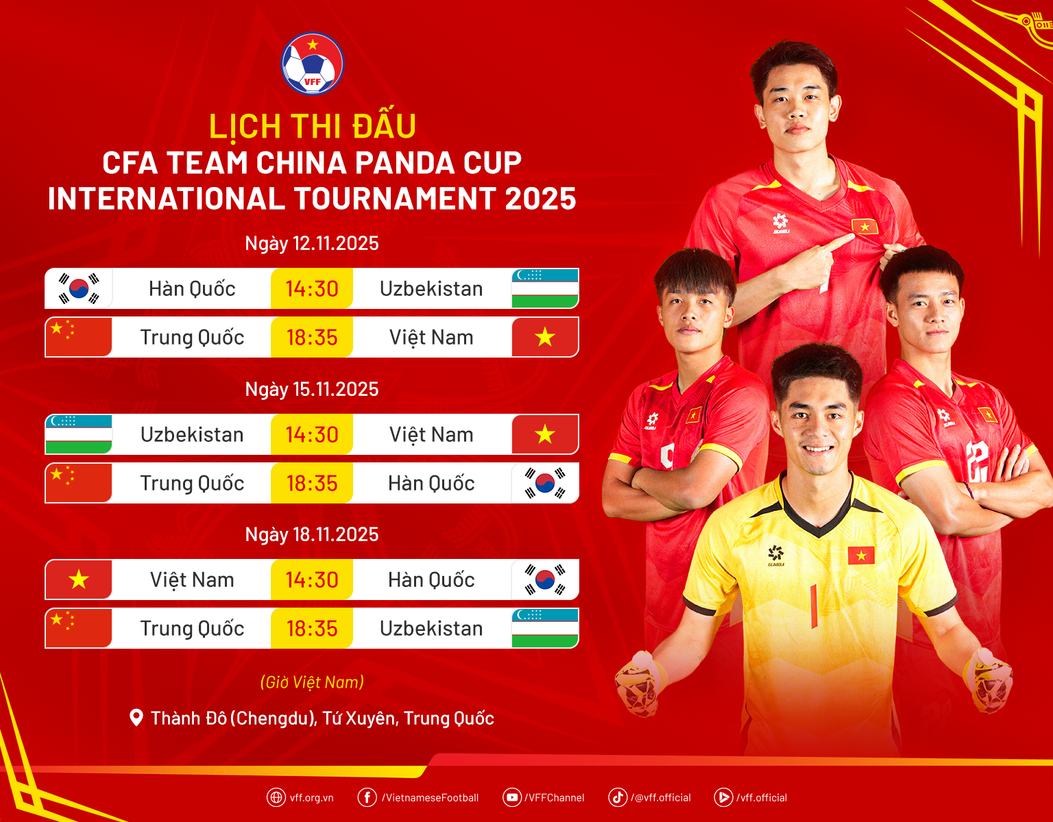 Lịch thi đấu U22 Việt Nam tại giải quốc tế trước thềm SEA Games 33