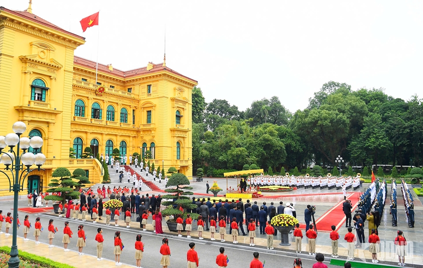 Chủ tịch nước Lương Cường chủ trì lễ đón cấp nhà nước Tổng thống Nam Phi