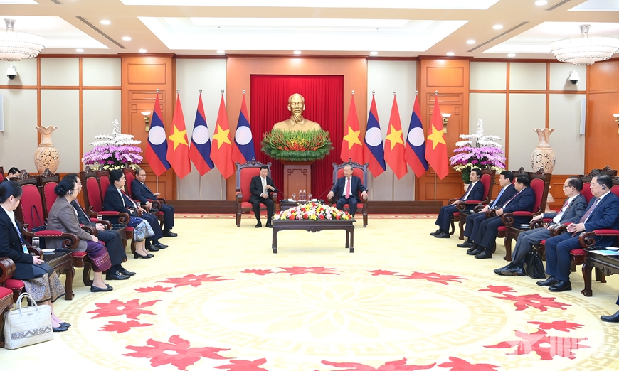 Tổng Bí thư Tô Lâm tiếp Tổng Bí thư, Chủ tịch nước Lào Thongloun Sisoulith