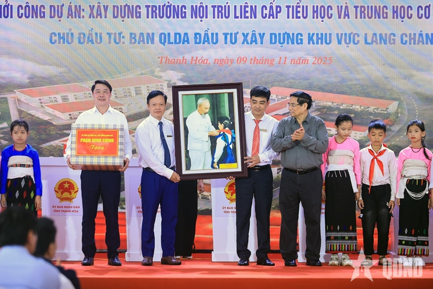 Thủ tướng Phạm Minh Chính dự Lễ khởi công xây dựng các trường phổ thông nội trú tại các xã biên giới đất liền tại Thanh Hóa