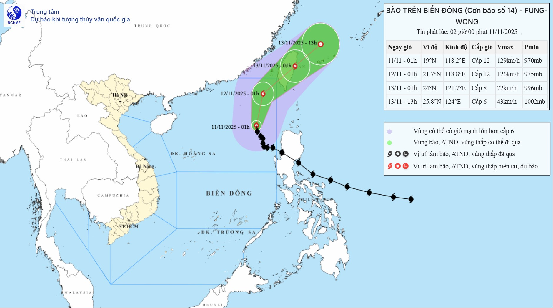 Thời tiết hôm nay (11-11): Bắc Bộ giảm mưa, bão số 14 giật cấp 15 trên Biển Đông