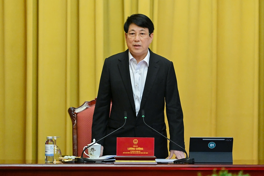 Chủ tịch nước Lương Cường chủ trì họp giao ban công tác với Văn phòng Chủ tịch nước