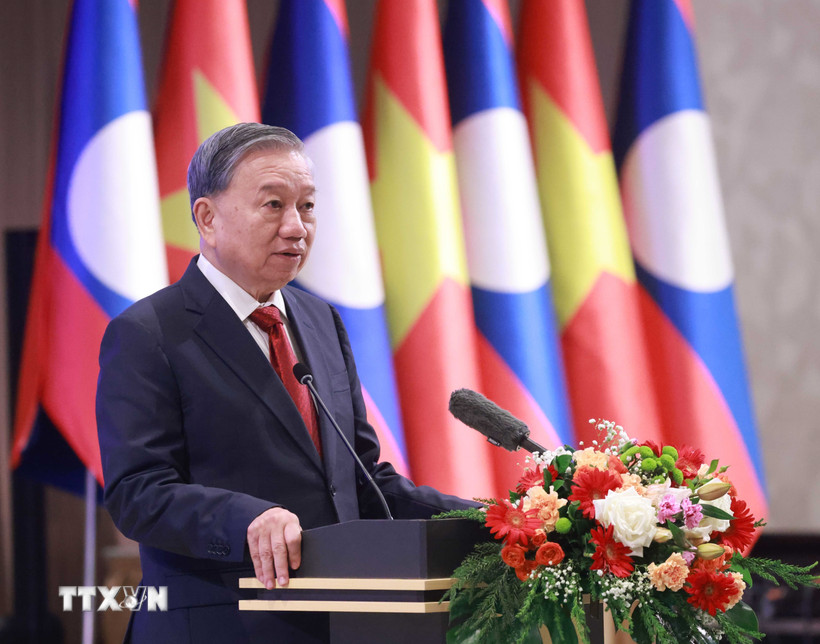 Tổng Bí thư Tô Lâm dự Lễ khánh thành Công viên Hữu nghị Lào - Việt Nam ở thủ đô Vientiane 