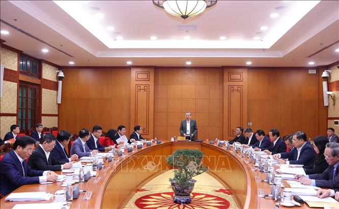 Tổng Bí thư Tô Lâm chủ trì buổi làm việc với Thường trực các Tiểu ban Đại hội XIV của Đảng